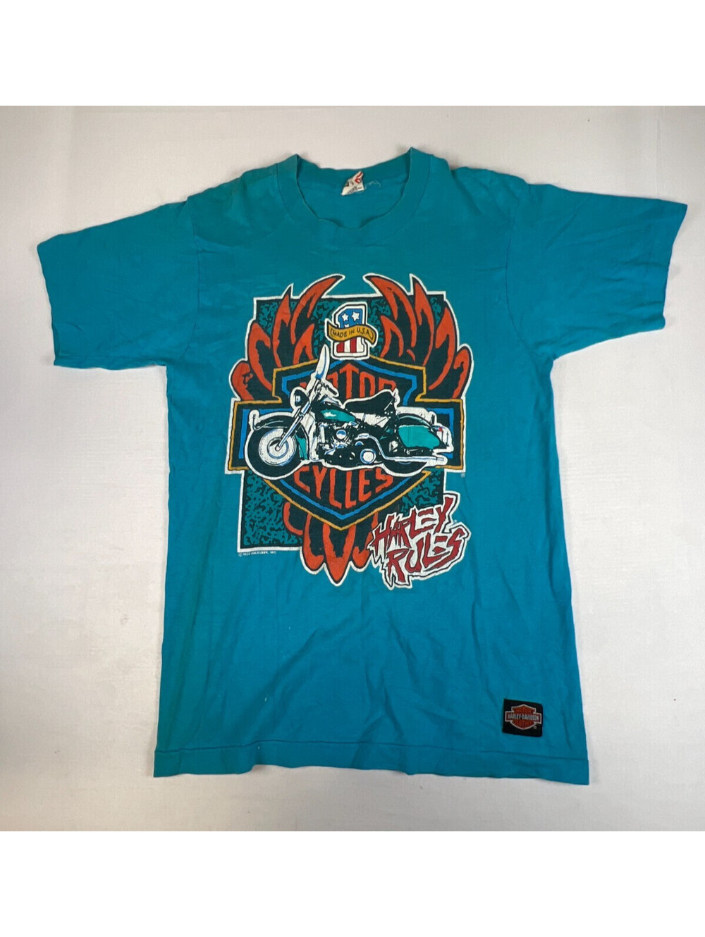 Harley Davidson Mens M Blue Harley Rules Hal's Milwaukee Graphic T-Shirt Vintage